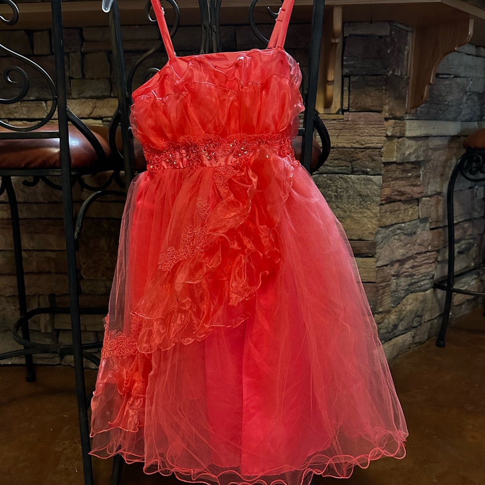 Elegant Coral Kids Dress Size 12